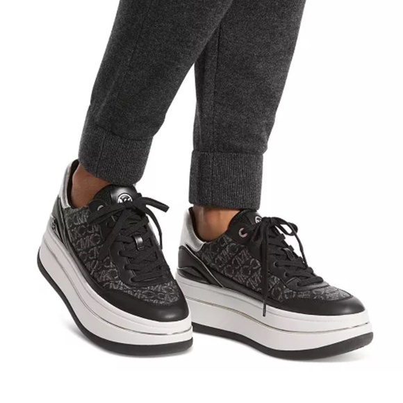 New Michael Kors Women's Hayes Empire Logo Lace-Up Platform Sneakers - Picture 3 of 3